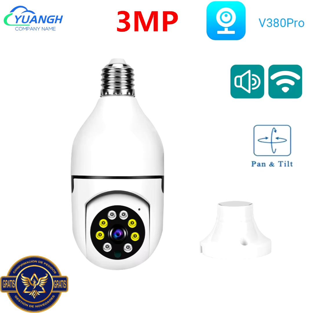 💡 Cámara Bombillo IP V380 – Seguridad Discreta y Tecnología en tu Luz