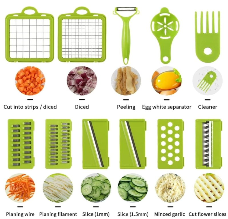🥕 Cortador de Verduras 14 en 1 – Tu aliado multifuncional en la cocina